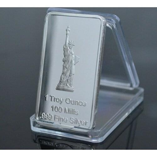 1 Troy Ounce USA Statue of Liberty Commemorative Coins United State Rectangle Silver Souvenir Medallion Token Bar Replica Coin