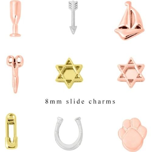 10pcs/lot Internal Dia 8mm Paw Print Ship U Slide Charm DIY Accessories fit 8mm wide belt pet collar