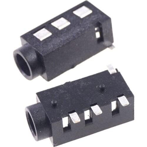 20 PCS Phone Jack 3.5mm 4 Pin Stereo Socket For 4 Pole Audio Plug SMT PCB Reflow Solderable Right Angle DC30V 0.5A