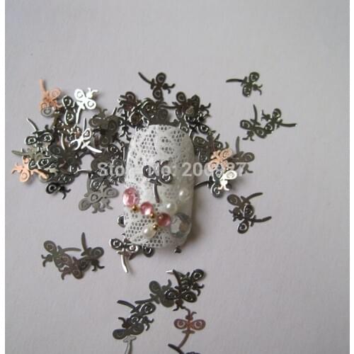 MS8-1 100pcs Silver Cute Dragonfly Nail Art Metal Sticker Nail Art Decoration Non-adhesive Sticker