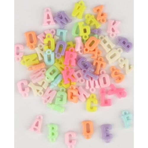 200pcs/lot Candy Color Acrylic Beads Letter Shape Loose Spacer Beads For Girls Children Jewelry DIY Making Bracelet Necklace