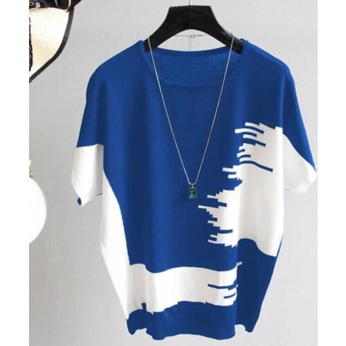 2021 Summer New Women Fashion Short Sleeve O-Neck White and Black Printing Loose T Shirt Casual Tops