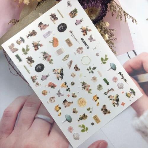 Japanese Style 3d DIY Nail Stickers Angels &Sunflowers Light Traceless DIY Nail Decals Nail Art Nail Decor Women Girls Manicure