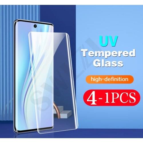 4-1Pcs UV Full glue phone screen protector for honor 30 50 pro plus V40 lite tempered glass protective film on the glass