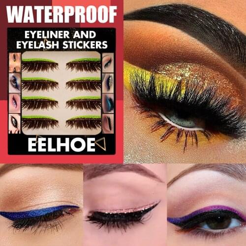 4pair Reusable False Lashes Eyeliner And Eyelash Stickers 7color Waterproof Eyeliner Eyelash Stickers Easy To Use And Remove