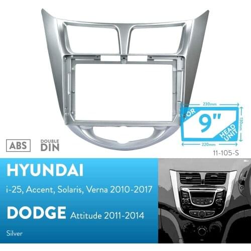 9 inch Car Fascia Radio Panel for HYUNDAI i-25 i25, Accent, Solaris, Verna 2010-2017 Facia Dash Kit Adapter Bezel Console Plate