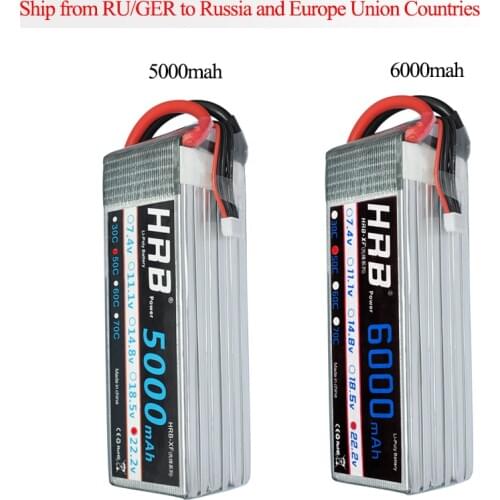 HRB RC Lipo 6S Battery 22.2V 5000mAh 6000mAh 50C Max 100C AKKU For Remote Control Car Quadcopter Helicopter Multicopter Drone