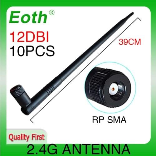 10pcs 2.4GHz RP-SMA Connector WiFi 2.4G Antenna 12-14 dBi IOT antena High Gain Wireless Networking Aerial Router Indoor Outdoor