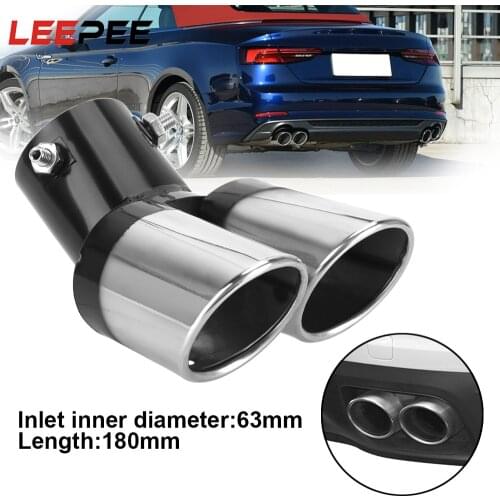 Car Styling Universal Car Exhaust Trim Muffler Pipe Tail Curved Double Outlet Car Decoration Chrome Tail Pipe Stainless Steel