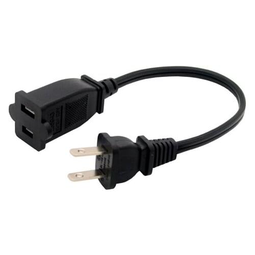 50cm 10A AC power supply 2-Prong male/female extension Cord cable US plug Black,1 PCS