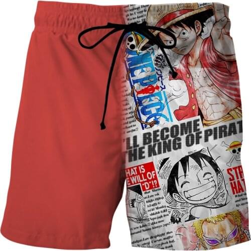 One Piece 3D Printed shorts Fashion Cartoon Swimwear Beachwear Belt Jogging Running Size Beach Shorts Luffy anime pants S-6XL