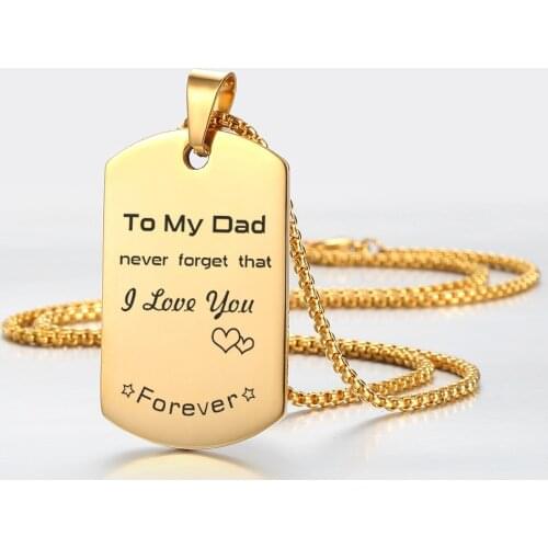 Personalized Dog Tag Necklace Pendant For Men Women Fathers Day Gifts Stainless Steel Box Link Chain ID Jewelry Gifts LDN226