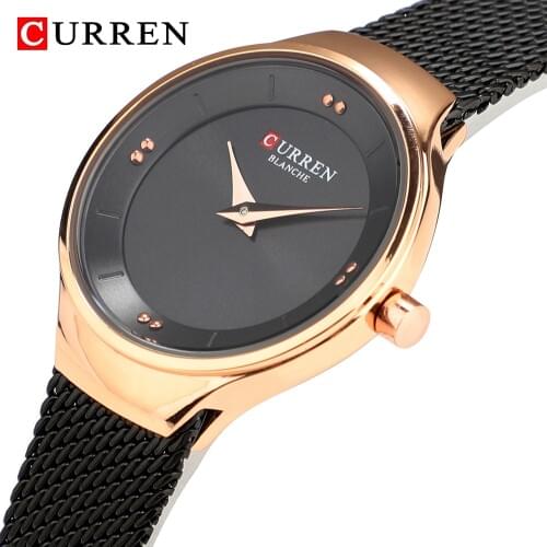 CURREN Luxury Ladies Watch Gold Stainless Steel Mesh Band Analog Quartz Watch Women Simple Casual Clock Reloj Mujer