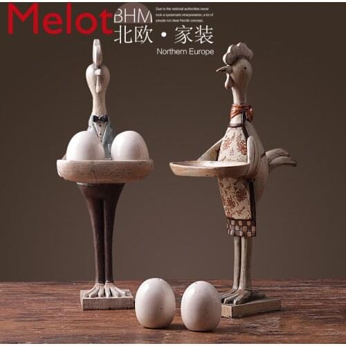 European Figurine Decoration Home Furnishing New Animal Chicken Sculpture Ornaments Eggs Model Spice Jar Kitchen Crafts 37*12 cm