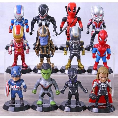 Avengers Endgame Iron Man Spiderman Thor Hulk Thanos Ant Man Captain America PVC Figures Toys 12pcs/set