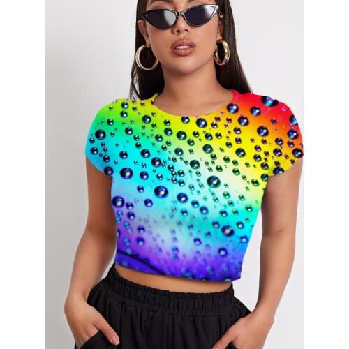 3d Tshirt Rainbow T shirt Women Colorful Shirt Print Raindrop Tshirts Casual Harajuku T-shirts 3d Womens Clothing Punk Rock