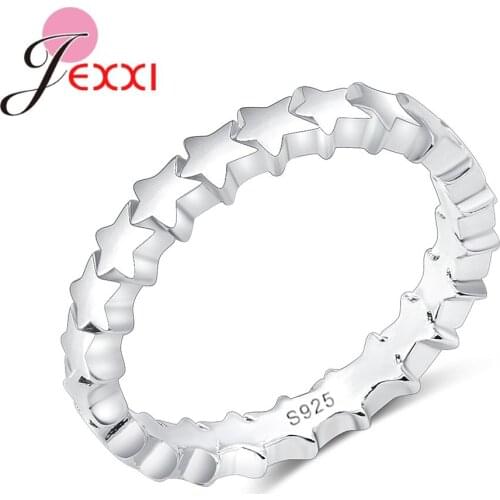 Geogeous Halo Cute Small Pentagram Finger Ring Jewelry 925 Sterling Silver For Girlfriend First Lover Woman Birthday Party