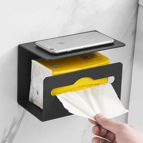 Toilet tissue box toilet paper dispenser Black aluminum toilet paper holder Installation without drilling Bathroom pendant