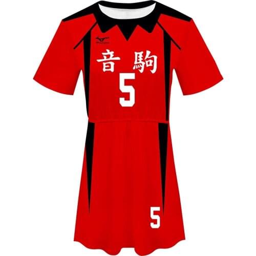 Haikyuu Nekoma High School Kenma Kozume NO.5 Cosplay Dress Summer Short Sleeve Sportswear Girls Women Cheerleader Costume