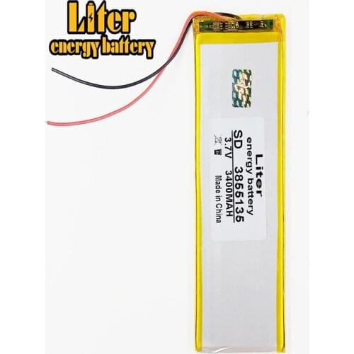 Best battery brand Size 3855135 3.7V 3400mah Lithium polymer Battery with Protection Board For PDA Tablet PCs Digital Products