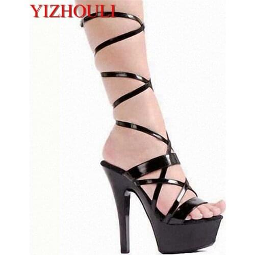 The fashion show thin high heels Super high heels of the lacquer that bake The bride shoes Sandals girl with high performance