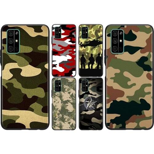 Camouflage Pattern For Huawei Honor 50 SE V30 View 20 V20 30i 30S 30 20S 20E 20i 20 Lite Pro Plus Soft Phone Case