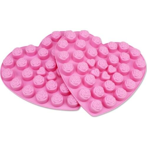 New 30 Rose Love Hearts Silicone Cake Mold Ice Jelly Pullding Modelling Kitchen Cooking Bakeware Cake Decorating Tools D746