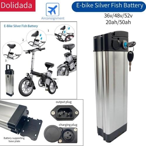 New 36V portable Silver fish style Electric Bike battery , high power 500W lithium battery aluminum shell suitable for E-bike