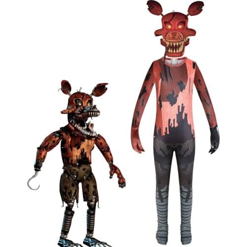 Phantom Freddie Cosplay Costume for Kids Anime Cos Boys Girls Horror Bodysuit with Mask Funny Party Clothing Halloween Costumes