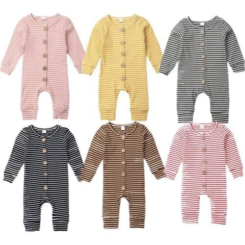 Toddler Romper 2019 Newborn Kids Boy Girl Stripe Long Sleeve Knitted Romper Jumpsuit Playsuit Outfit Clothes