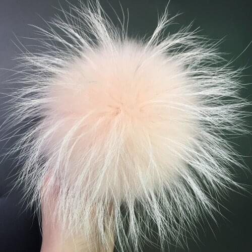 14-15cm Real Fox Fur Pompoms Mink Fur Pom Poms For Hats Cap Natural Raccoon Fur Pompon For Scarf Gloves Keychain