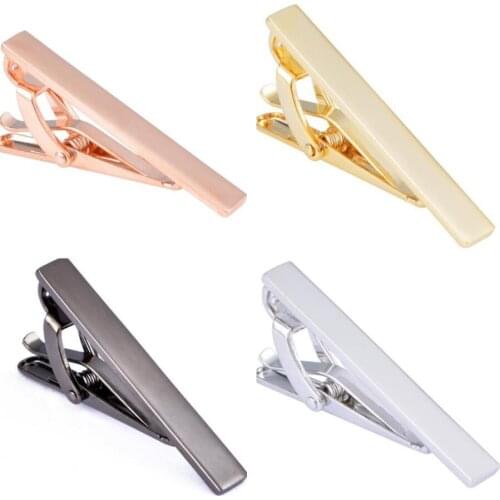 10pcs/lot Simple Fashion Copper Tie 4 Colors Bright Plain Tie Pins Bars Necktie Clasp Business Style Mens Jewelry Accessory