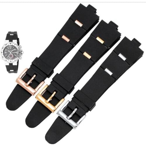 Silicone Watch Barcelet Watch Accessories Band for BVLGARI DP42C14SVDGMT Convex 8mm Rubber Strap Men and Women 2 Types