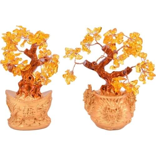 Crystal Money Tree Bonsai Feng Shui Wealth Lucky Tree Home Living Room Festival Wealth Luck Prosperity Decor Ornaments