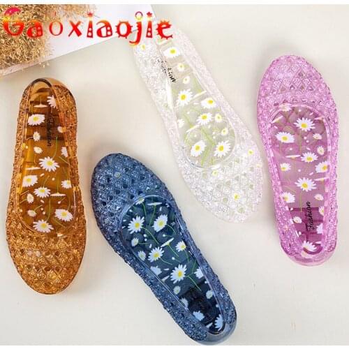 Women Sandals Shoes 2021 New Sexy Fashion Hollowing Out Crystal Sandals Summer Outdoor Little Daisy Wedges Non-Slip Female Shoes