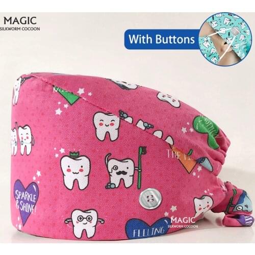 New Personalized tooth printing Scrub Hat Health Service Working Hat Beauty Cap Practical Work Scrubs Cap Beautician Caps Unisex