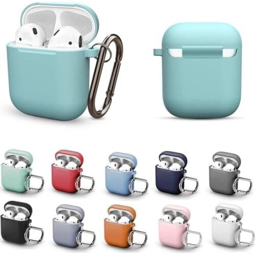 For Apple AirPods Silicone Protective Case Airpods1/2 Wireless Earphone Case Shockproof Sleeve Charging Box Bags With Hook