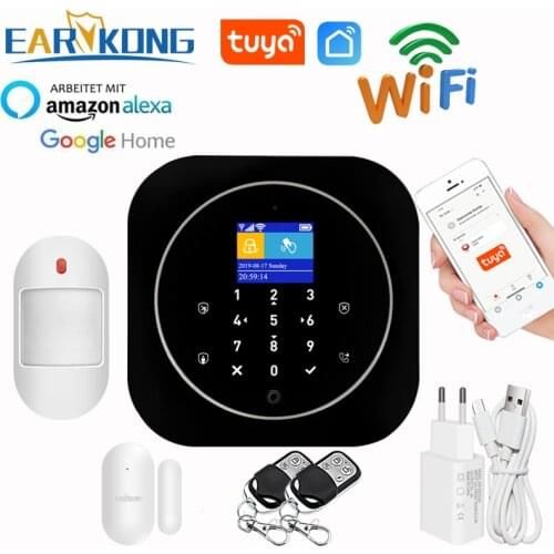Tuya APP Smart WiFi GSM Home Security GSM Alarm System 433MHz Detectors Alarm Compatible With Alexa Google Home IFTTT Tuya APP