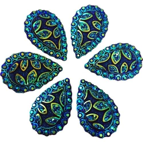 AB Resin 12PCS 20*30mm Flower Drop Flatback Rhinestone Scrapbook Jewelry Making Accessories Crafts SF504