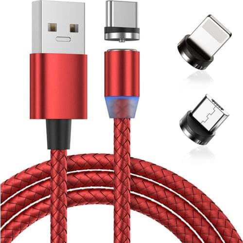 LED Magnetic Cable For iPhone 2M Long Magnet Charger Micro USB Type C Kable For Xiaomi Redmi Huawei Samsung A21 Realme VIVO iQoo
