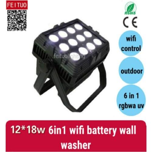 Outdoor 12x18w 6 in 1 rgbaw+uv Battery Wireless Uplights dmx Wifi Control Led Wall Washer Light Waterproof IP65