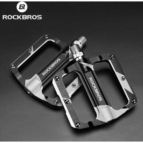 ROCKBROS Bike Pedals MTB Aluminum CNC Alloy Sealed DU Bearing MTB Pedals Non-slip Spikes Wearable Pedals Bike Accessories