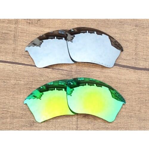 Vonxyz 2 Pairs Chrome Mirror & Jade Mirror Polarized Replacement Lenses for-Oakley Half Jacket XLJ Frame