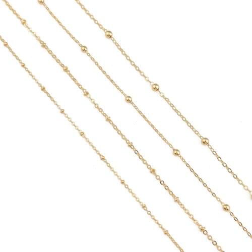 High Quality 1m Width 1.6/2mm 18k Gold Plated Ball Chain Necklace Bead Chain For DIY Jewelry Making Bracelet Anklet Accessories