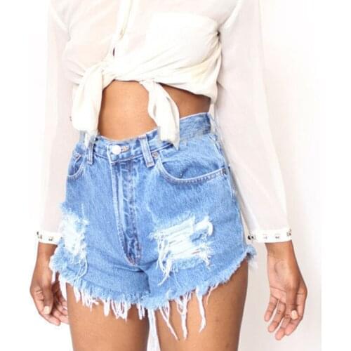 2021 Summer Women Denim Shorts Vintage Ripped DA High Waisted Stonewash Denim Shorts Jeans Casual Shorts Women Clothing Shorts