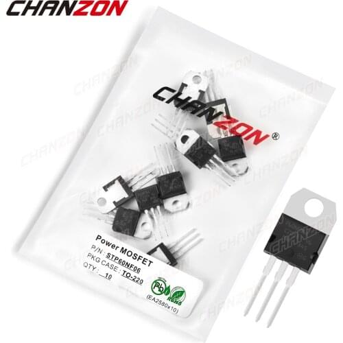 10Pcs STP60NF06 TO-220 Power SIC Mosfet Transistor Bipolar Junction BJT Powerful Triode Tube Fets 60A 60V Integrated Circuits