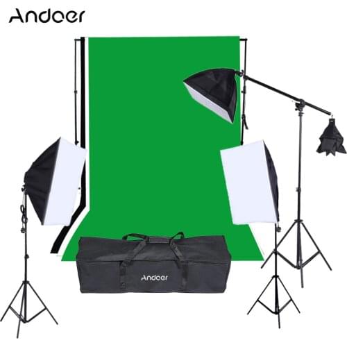 1215W Softbox Photography Lighting Kit Studio Backdrop Stand Black White Green Backdrop 135W Light Bulbs Softbox Light Stand