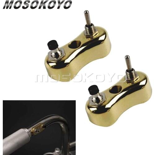 2x Brass Cafe Racer Starter Button Mini Handlebar Switch Block Mini Push Button for Harley Sportster Chopper Dyna Scrambler