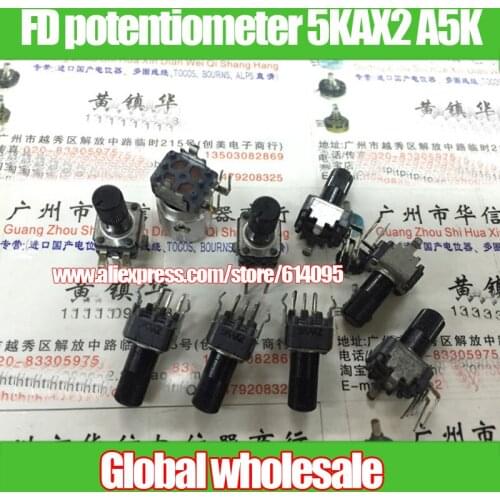 2pcs FD 09-type vertical double potentiometer 5KAX2 A5K-13MM / adjustable resistor