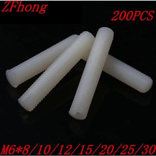 200pcs m5*10/12/15/20/25/30 white nylon plastic slotted set screw